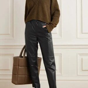 Stand Studio Noni Leather Track Pants Joggers Black Womens 38